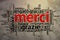French Merci, Open Word Cloud, Thanks, Grunge Background