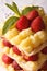 French millefeuille dessert with strawberries macro