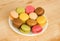 French multicolored macaroon cookies