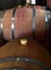 French oak wine barrels in a garage