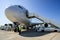 French passenger four-engine wide-body aircraft Airbus A-380 at static parking of Gromov Flight Research Institute