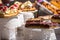 French pastries on display a confectionery shop in France