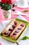 French pastry raspberry eclairs with roses
