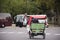 French people biking bicycle rickshaw waiting travelers use service tour around paris city