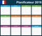 French Planner blank for 2019. Scheduler, agenda or diary template. Week starts on Monday