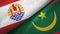 French Polynesia and Mauritania two flags textile cloth, fabric texture