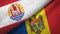 French Polynesia and Moldova two flags textile cloth, fabric texture