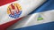 French Polynesia and Nicaragua two flags textile cloth, fabric texture