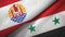 French Polynesia and Syria two flags textile cloth, fabric texture