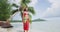 French Polynesia Travel - Woman on paradise beach on holidays vacation Bora Bora