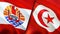 French Polynesia and Tunisia flags. 3D Waving flag design. French Polynesia Tunisia flag, picture, wallpaper. French Polynesia vs