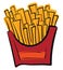 French potato fries in a red box vector or color illustration