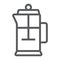 French press line icon, kitchen and cooking