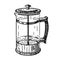 French press for making coffee in vintage style. Tea teapot with press. Barista coffee preparation service concept