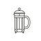French press pot for coffee or tea line icon. Coffee maker logo. Vector illustration