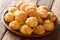 French profiteroles Chouquettes with pearl sugar and mint close
