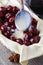 French puff pastry with cherries before baking