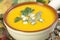 French pumpkin soup close up.