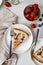 French quiche with strawberries. Traditional French pie. Open berries pie. Seasonal berries