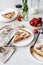 French quiche with strawberries. Traditional French pie. Open berries pie. Seasonal berries