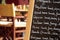 French restaurant Paris france menu board closeup