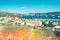 French reviera Villefranche Nice Mediterranean sea vintage toned