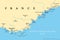 French Riviera, Cote dAzur, a Mediterranean coastline, political map