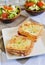 French sandwich croque-monsieur with green salad