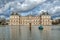 French senate and octagonal basin in the Jardin du Luxembourg - Paris, France