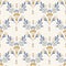 French shabby chic damask vector texture background. Dainty flower in blue and yellow on off white seamless pattern