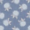 French shabby chic floral linen vector texture background. Pretty dandelion flower on blue seamless pattern. Hand drawn