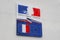 French sign with france and europe flag and marked liberte egalite fraternite means in french freedom equality fraternity