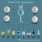 French Soda cocktail. Infographic set, recipe illustration