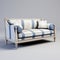 French Sofa Blue And White Linen 3d Model