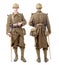 French soldier in 1940\'s uniform, viewed from the front and back