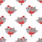 French style birdie girl seamless pattern on white background.
