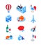 French symbols - modern colorful isometric icons set