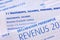 French tax return with the salaries, wages, pensions and annuities page