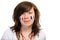 French team supporter with flags on her cheeks