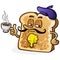 French Toast Cartoon Character Drinking Coffee