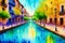 A french town. France. Watercolor Painting of a Charming French Town. Generative AI