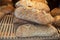 French traditional breads in bakery