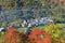 French village in autumnal landscape in Pyrenees