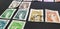 French vintage stamps with Marianne, face value in french francs