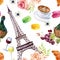 French watercolor seamless pattern