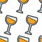 French white wine seamless pattern glassware and natural alcohol drink