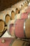 French winery with wooden barrels