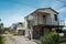 French wooden hut on stilts in border sea