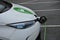 FRENCH ZOE RENAULT ELECTRIC CAR AT CHARGE POINT