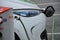 FRENCH ZOE RENAULT ELECTRIC CAR AT CHARGE POINT